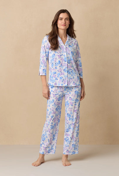 Purple Hydrangea Cotton Long Pajama Set 92678-168
