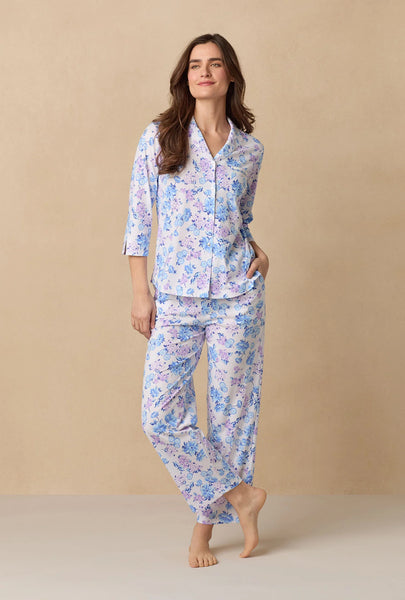 Purple Hydrangea Cotton Long Pajama Set 92678-168