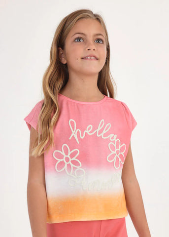 Mayoral 6055 031 - Coral Tie Dye Short Sleeve T-Shirt