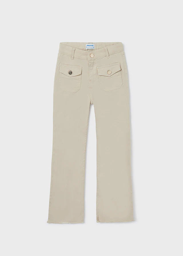 Mayoral Sustainable Cotton Cropped Pants in Oats 6579-81