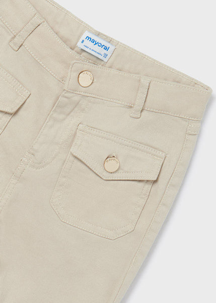 Mayoral Sustainable Cotton Cropped Pants in Oats 6579-81