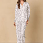 Grey Toile Cotton Long Pajama Set 92679-101