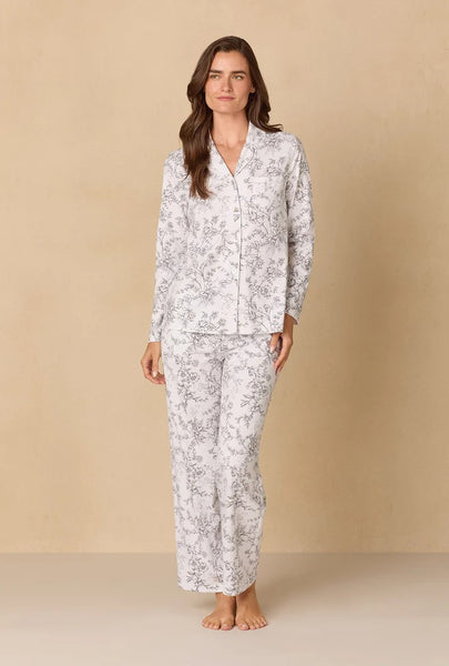 Grey Toile Cotton Long Pajama Set 92679-101