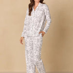 Grey Toile Cotton Long Pajama Set 92679-101