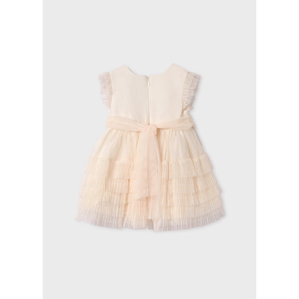 Abel and Lula Pleated ruffled tulle dress 24-05015 - Natural