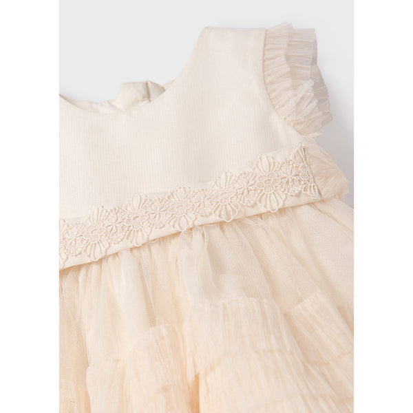 Abel and Lula Pleated ruffled tulle dress 24-05015 - Natural