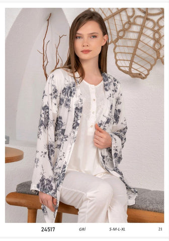 Women's cotton pajamas and robe with a soft texture 24517