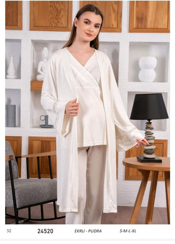 Women's cotton pajamas and robe with a soft texture 24520