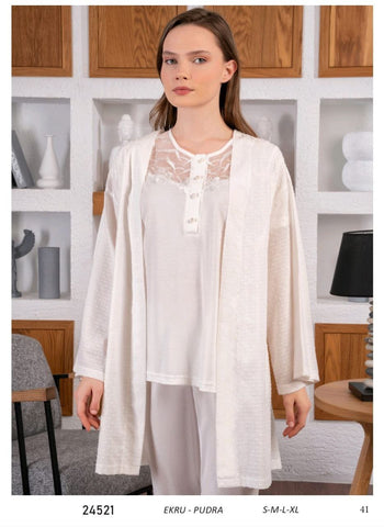 Women's cotton pajamas and robe with a soft texture 24521