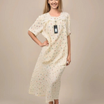 Light pure cotton half-sleeve dress with lace and front buttons 25-01-A-3