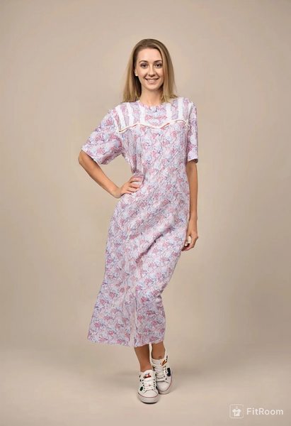 Women's half-sleeved cotton floral dress 25-04-A-1