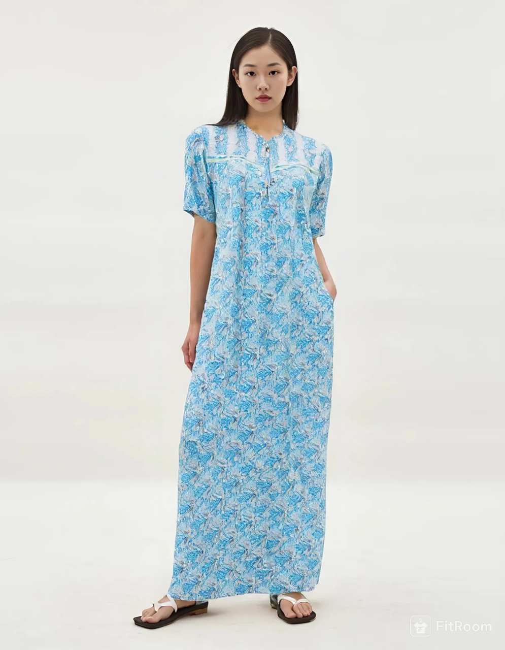 Women's half-sleeved cotton floral dress 25-04-A-2