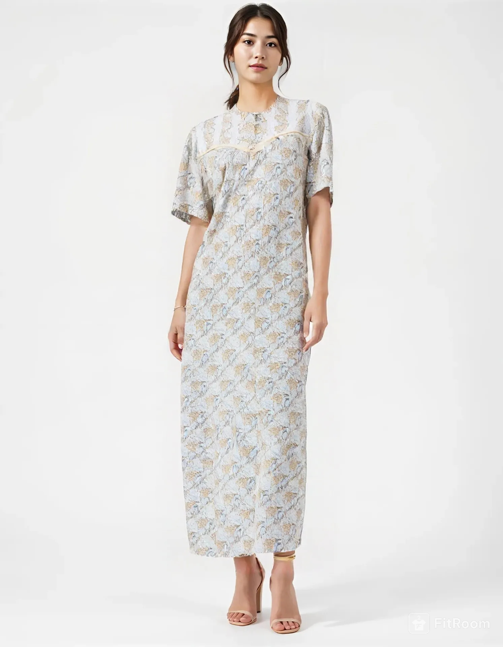 Women's half-sleeved cotton floral dress 25-04-A-3