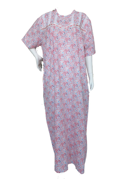 Women's half-sleeved cotton floral dress 25-04-A-1