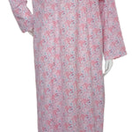 Long-sleeved dress in lightweight pure cotton with lace and front buttons 25-04-B-1