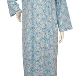 Long-sleeved dress in lightweight pure cotton with lace and front buttons 25-04-B-2