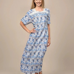 Heavyweight pure cotton half-sleeve dress with lace and 30cm zipper 25-08-A-2
