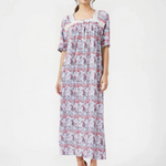 Heavyweight pure cotton half-sleeve dress with lace and 30cm zipper 25-08-A-3