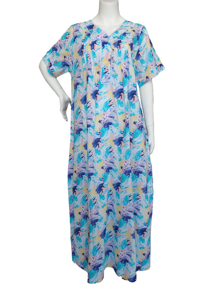 Half-sleeved dress in pure cotton with lace and a V-neck with three buttons 25-09-A-1