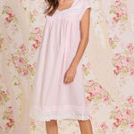 Pink Gingham Cotton Lawn Cap Sleeve Waltz Nightgown E60128-953