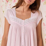 Pink Gingham Cotton Lawn Cap Sleeve Waltz Nightgown E60128-953
