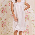 Rosebud Sprig Cotton Swiss Dot Cap Sleeve Waltz Nightgown E60128-149