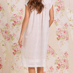 Rosebud Sprig Cotton Swiss Dot Cap Sleeve Waltz Nightgown E60128-149