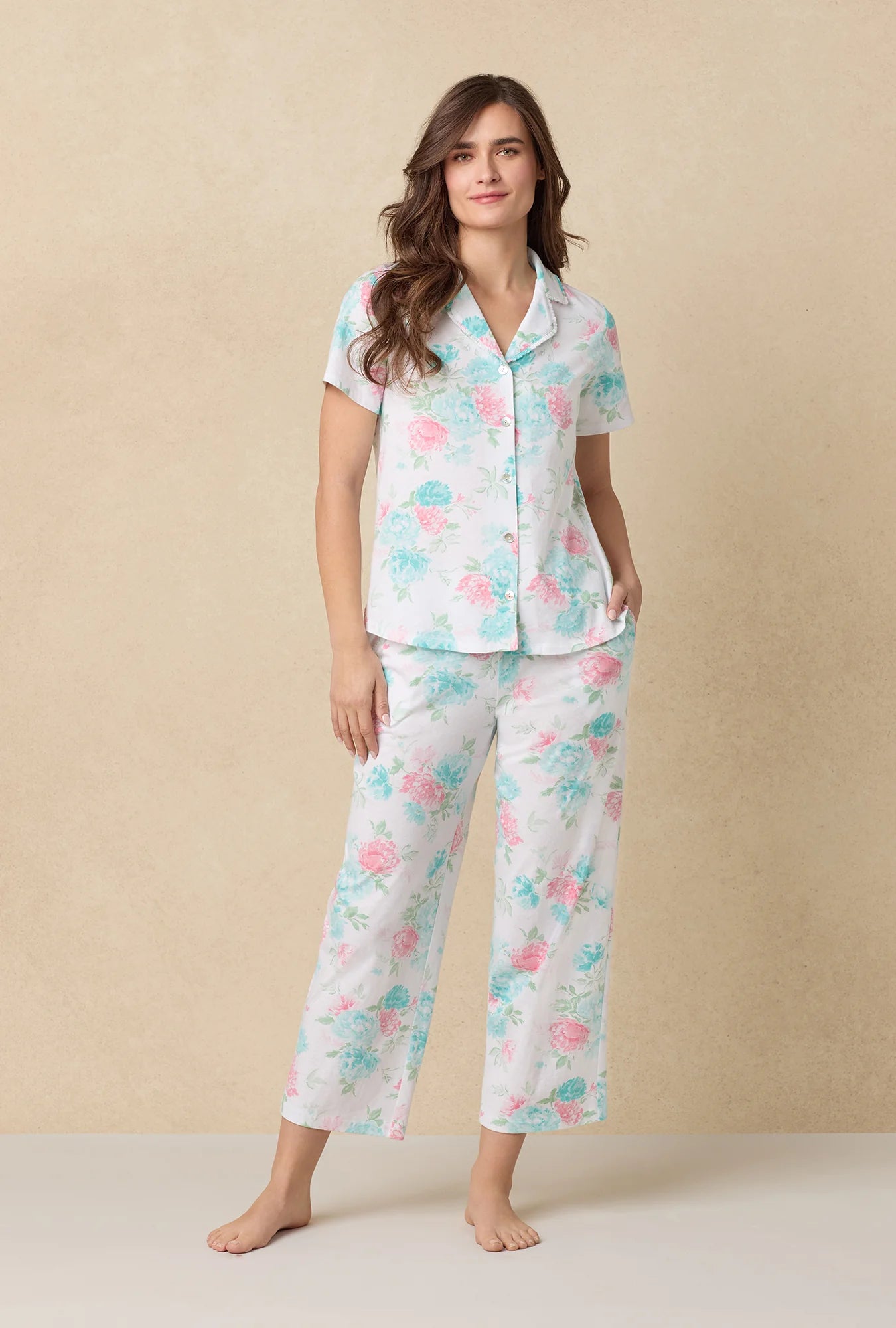Precious Peony Cotton Capri Pajama Set 92673-168