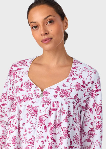 Crimson Floral Quilted Zip Duster 00037-642