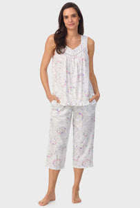 LILAC AND CHERRY BLOSSOM VINEY FLORAL SLEEVELESS CAPRI PANT PJ SET A90003-977