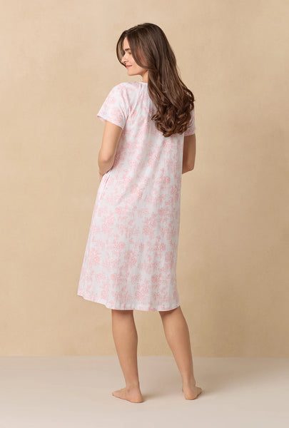 Coral Toile Waltz Cotton Knit Nightgown 62672-817