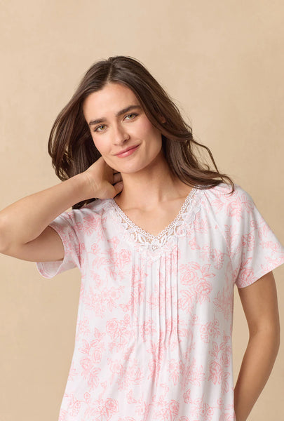 Coral Toile Waltz Cotton Knit Nightgown 62672-817