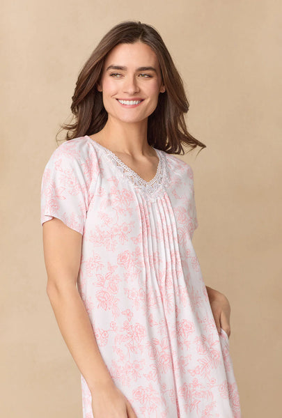 Coral Toile Waltz Cotton Knit Nightgown 62672-817