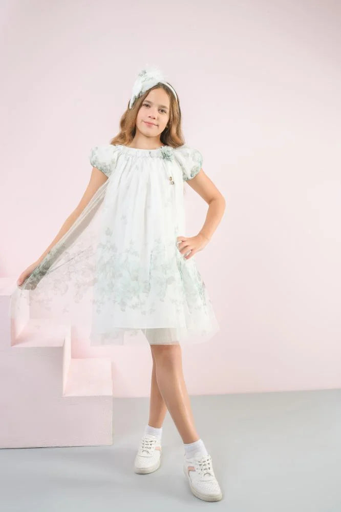 Elegant floral pattern dress for girls 1508012