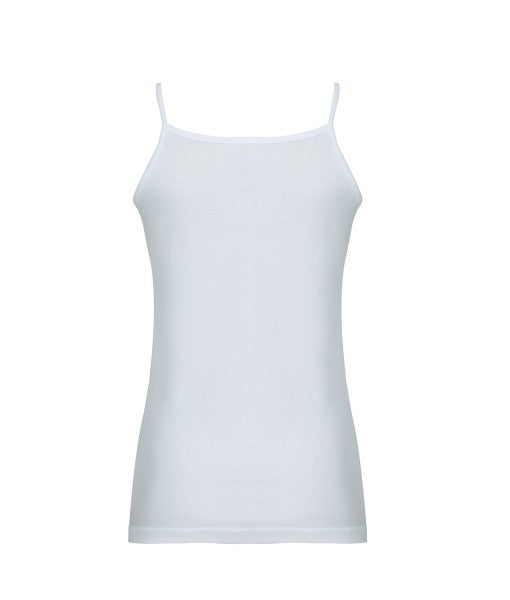 Women's White Strappy Ribbed 100% Cotton Undershirt  30190