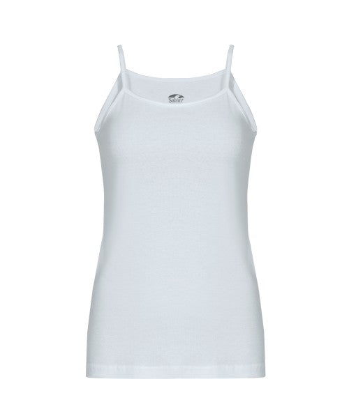 Women's White Strappy Ribbed 100% Cotton Undershirt  30190