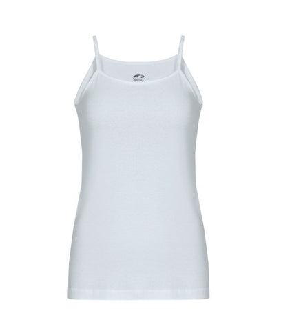 Women's White Strappy Ribbed 100% Cotton Undershirt  30190