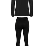 Women's Black Long Sleeve V Neck Thermal Underwear 30275/30306