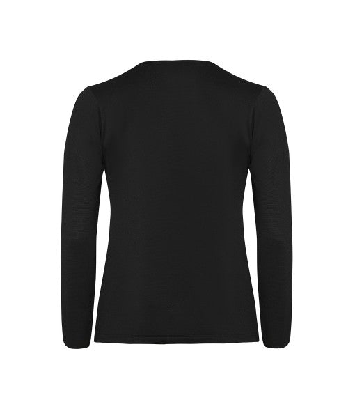 Women's Black Long Sleeve V Neck Thermal Underwear 30275/30306