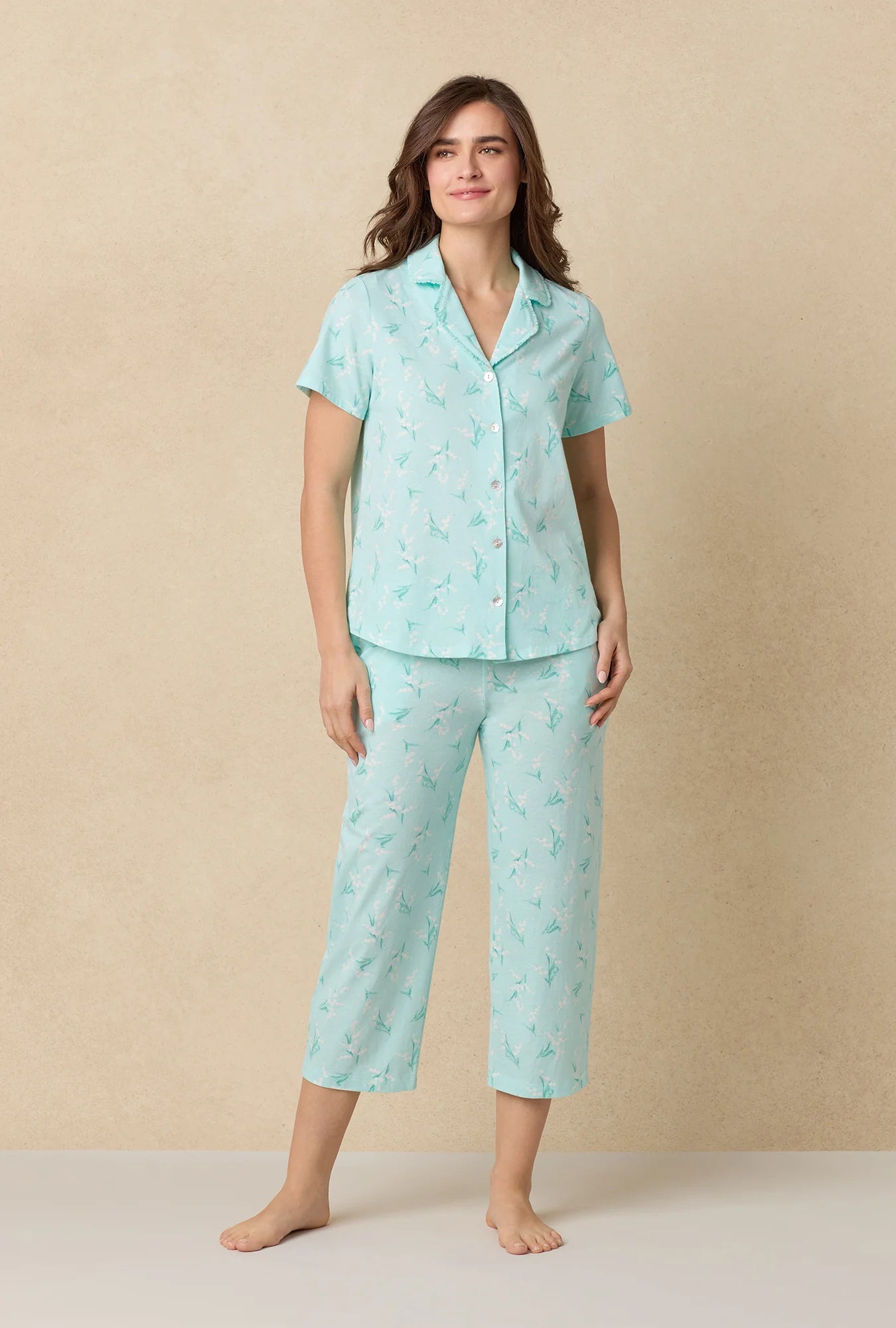 Lily Of The Valley Cotton Capri Pajama Set 92673-472