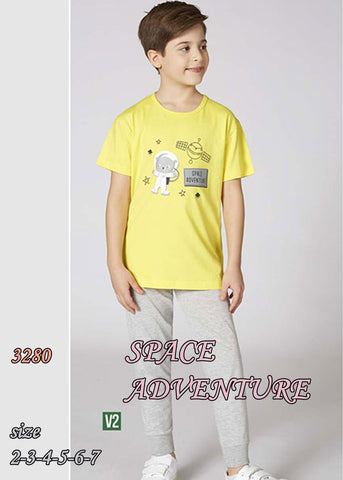 Boys' cotton pajamas, blouse with pants -SPACE ADVENTURE 3280