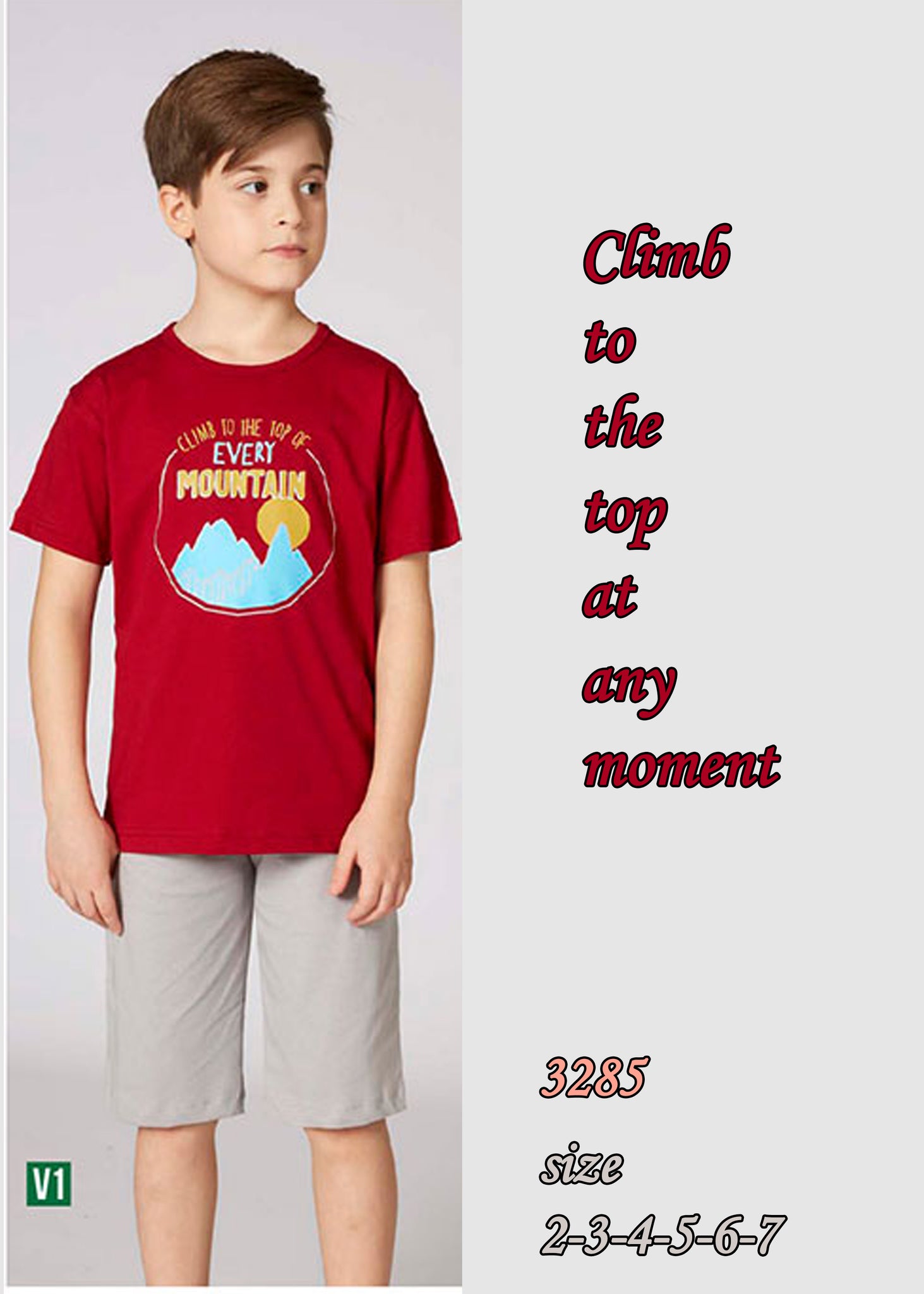 Boys' Cotton Pajamas, Top with Pants - Climb to the top at any moment 3285