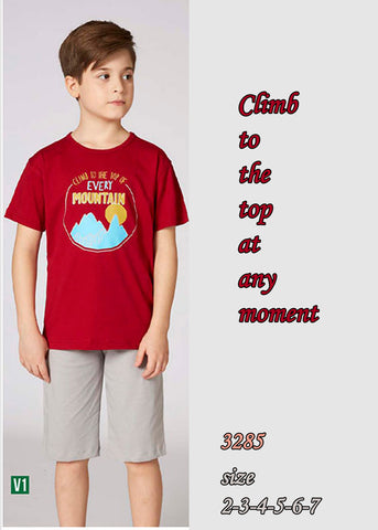 Boys' Cotton Pajamas, Top with Pants - Climb to the top at any moment 3285