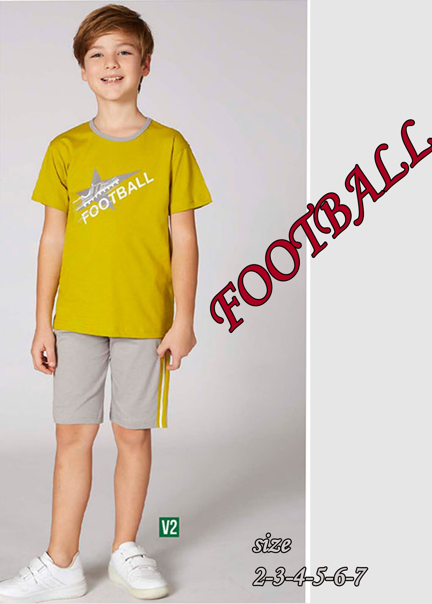Boys' cotton pajamas, top and pants - football 3286