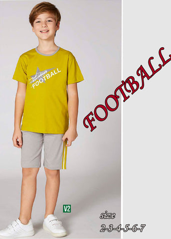 Boys' cotton pajamas, top and pants - football 3286
