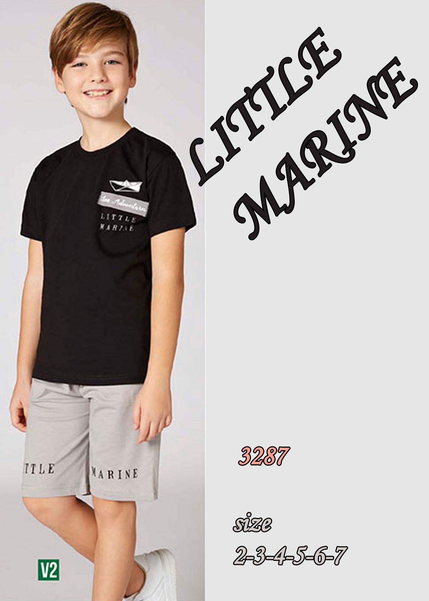 Boys' cotton pajamas, top and pants - LITTLE MARINE 3287