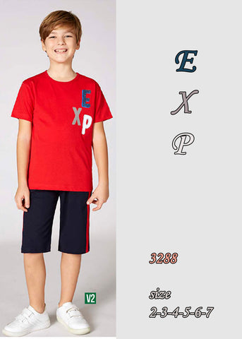 Boys' cotton pajamas, top with shorts - E-X-P -3288