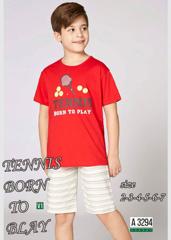 Boys' cotton pajamas, top with shorts - TENNIS  BORN  TO  BLAY 3294