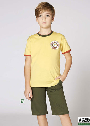 Boys' cotton pajamas, top with shorts - 3295