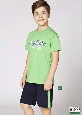 Boys' cotton pajamas, top with shorts - 3297